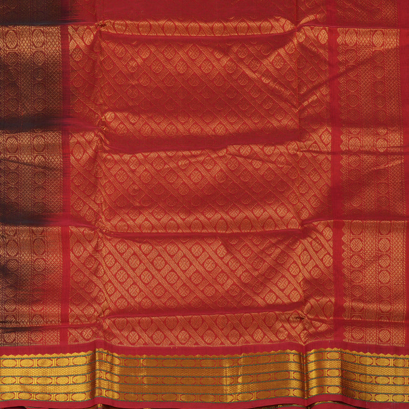Hayagrivas Handloom silk cotton saree in Blue with maroon KBD1951B1-10