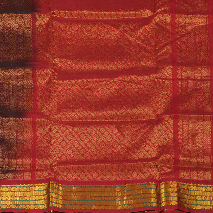 Hayagrivas Handloom silk cotton saree in Blue with maroon KBD1951B1-10