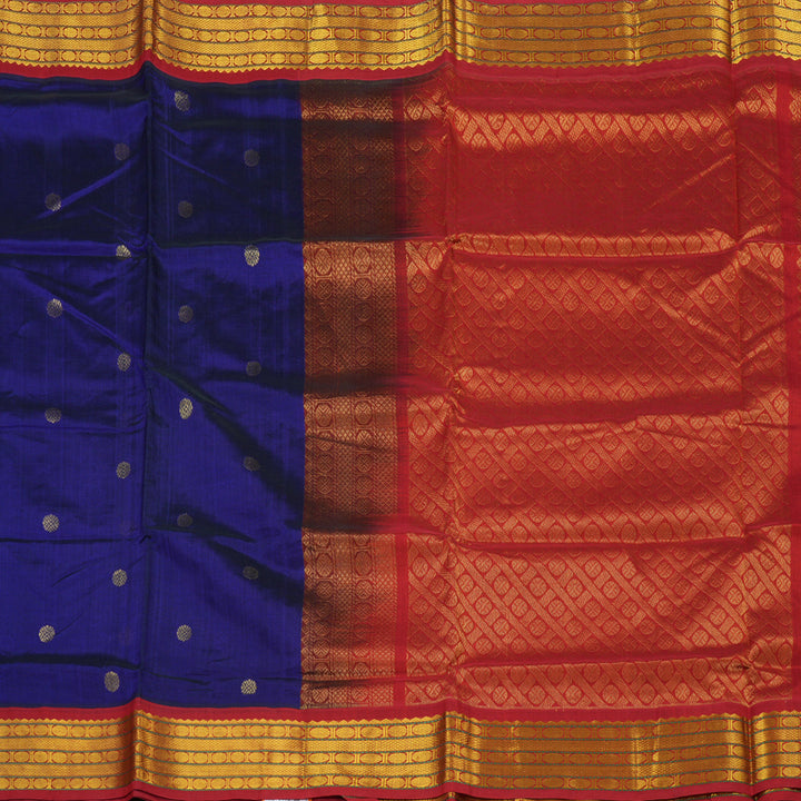 Hayagrivas Handloom silk cotton saree in Blue with maroon KBD1951B1-10
