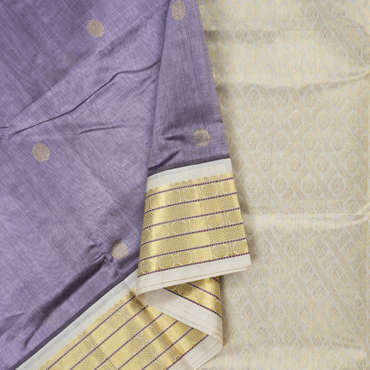 Hayagrivas Handloom Silk Cotton Saree In Alluring Light Purple KBD1951B1-6