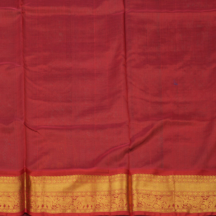Hayagrivas Handloom Bottle Green Pure Silk Cotton Saree with Red Border KBD1951B4-2