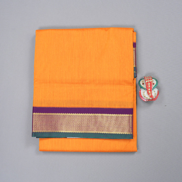 Hayagrivas Ten Yards Semi Silk Saree in Cheerful Mango Yellow KBD1953B11-3