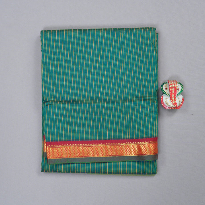 Hayagrivas Ten Yards Semi Silk Saree in Refreshing Teal Green KBD1953B13-1