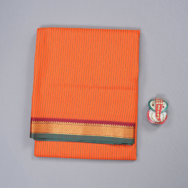Hayagrivas Ten Yards Semi Silk Saree in Sun-Kissed Orange KBD1953B13-3