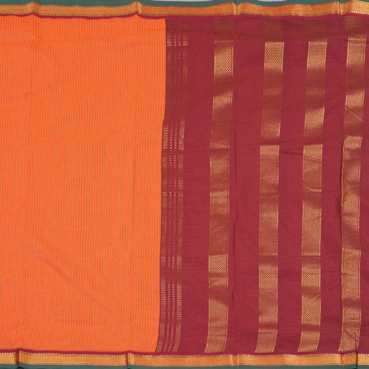 Hayagrivas Ten Yards Semi Silk Saree in Sun-Kissed Orange KBD1953B13-3