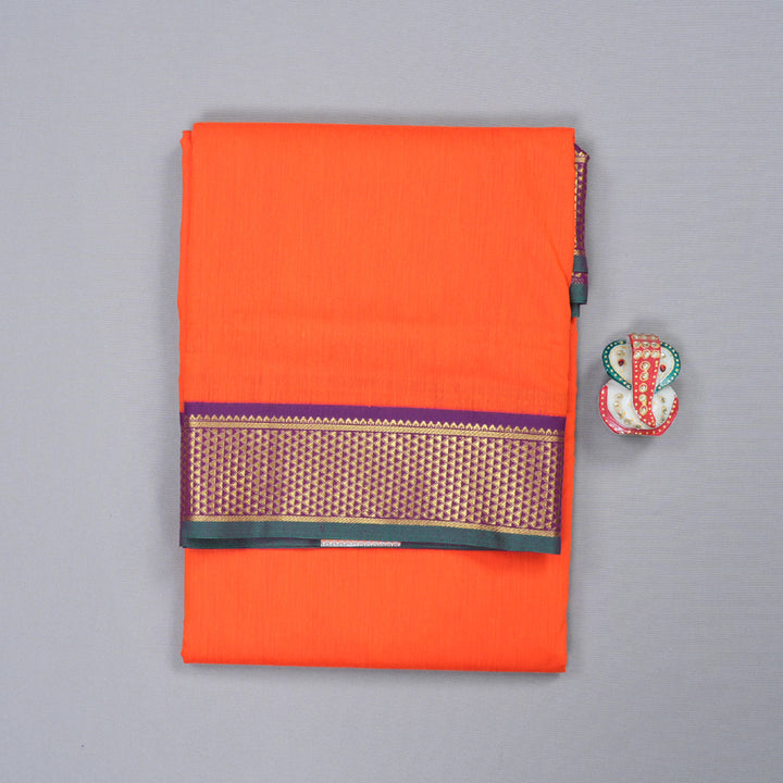 Hayagrivas Ten Yards Semi Silk Saree in Striking Orange KBD1953B15-1