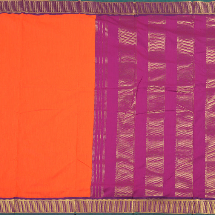 Hayagrivas Ten Yards Semi Silk Saree in Striking Orange KBD1953B15-1
