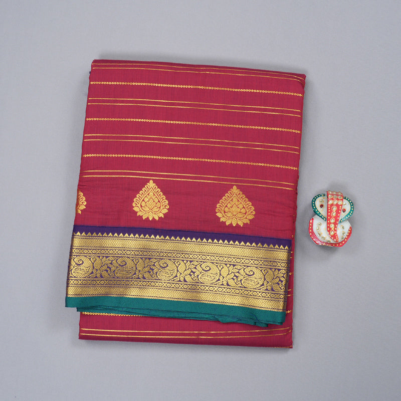 Hayagrivas Ten Yards Semi Silk Saree in Luxe Maroon KBD1953B24-3