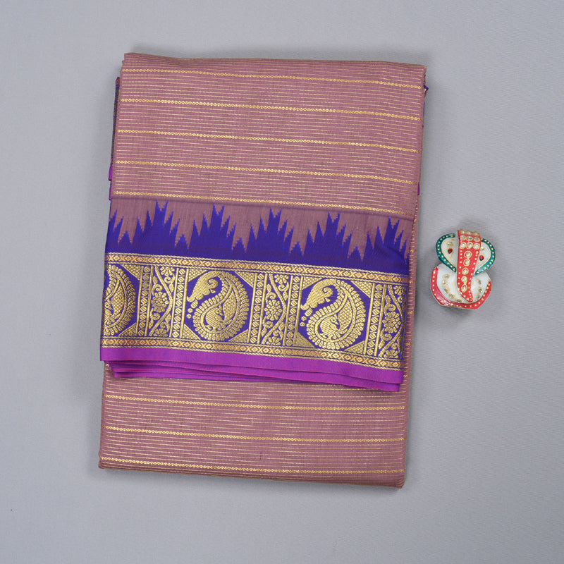 Hayagrivas Ten Yards Semi Silk Saree in Delicate Rosewood Pink KBD1953B25-1