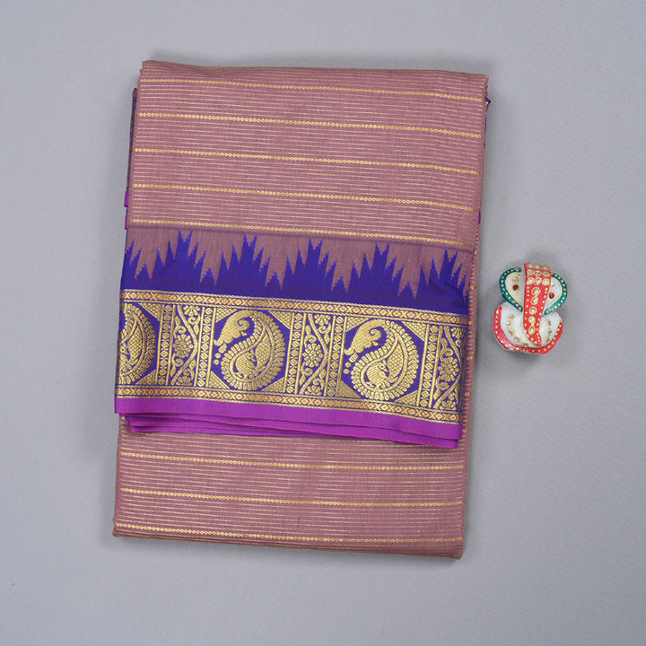 Hayagrivas Ten Yards Semi Silk Saree in Delicate Rosewood Pink KBD1953B25-1