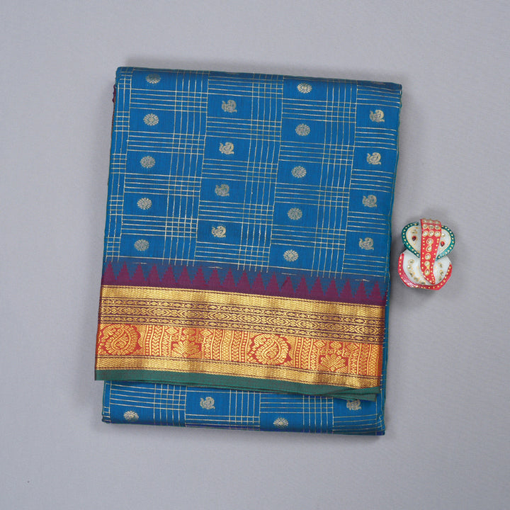 Hayagrivas Ten Yards Semi Silk Saree in Mesmerising Dark  Blue  KBD1953B33-4