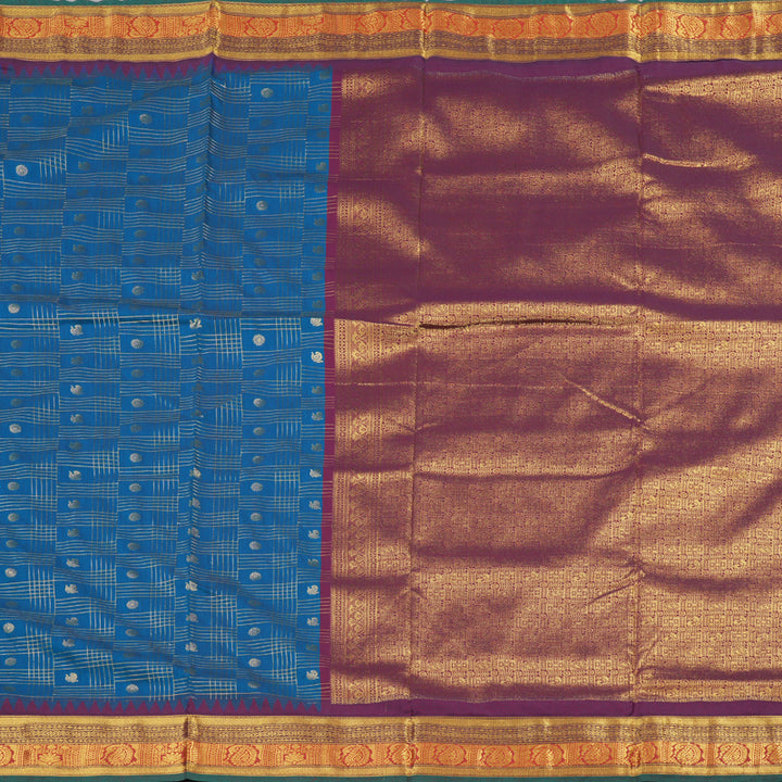 Hayagrivas Ten Yards Semi Silk Saree in Mesmerising Dark  Blue  KBD1953B33-4