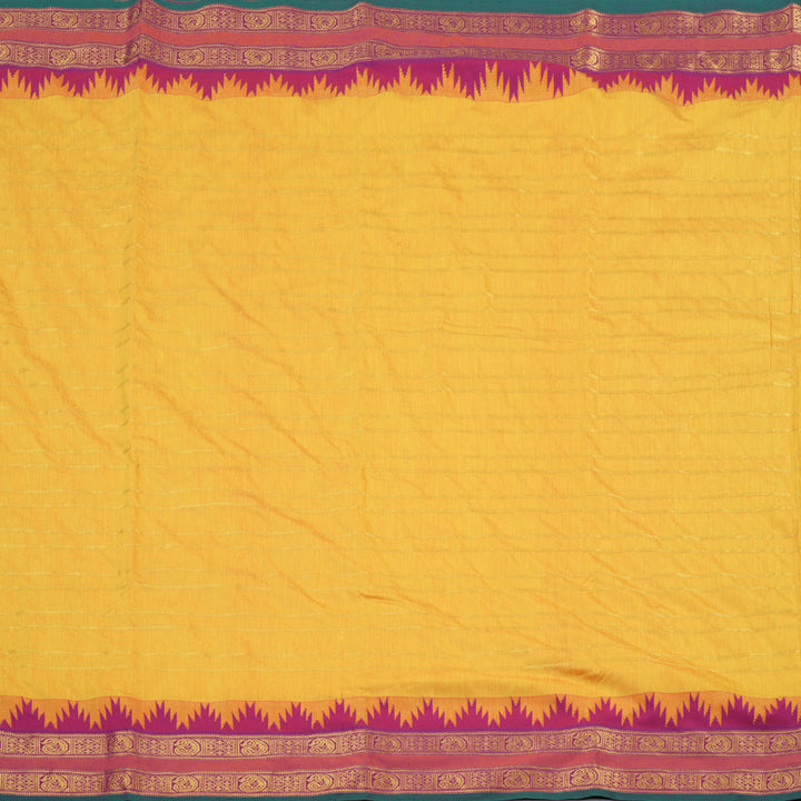 Hayagrivas Ten Yards Semi Silk Saree in Sunlit Mustard Yellow KBD1953B34-1