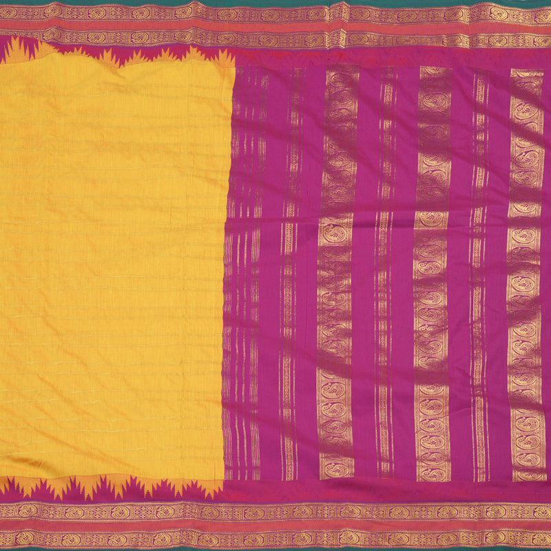 Hayagrivas Ten Yards Semi Silk Saree in Sunlit Mustard Yellow KBD1953B34-1
