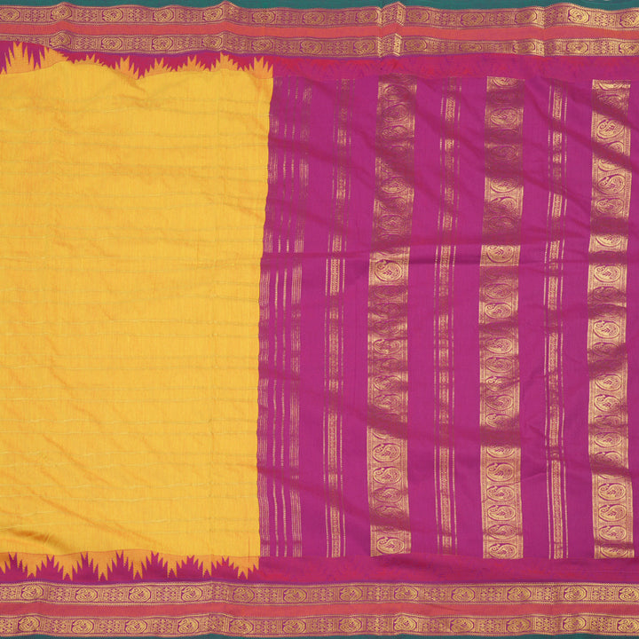 Hayagrivas Ten Yards Semi Silk Saree in Sunlit Mustard Yellow KBD1953B34-1
