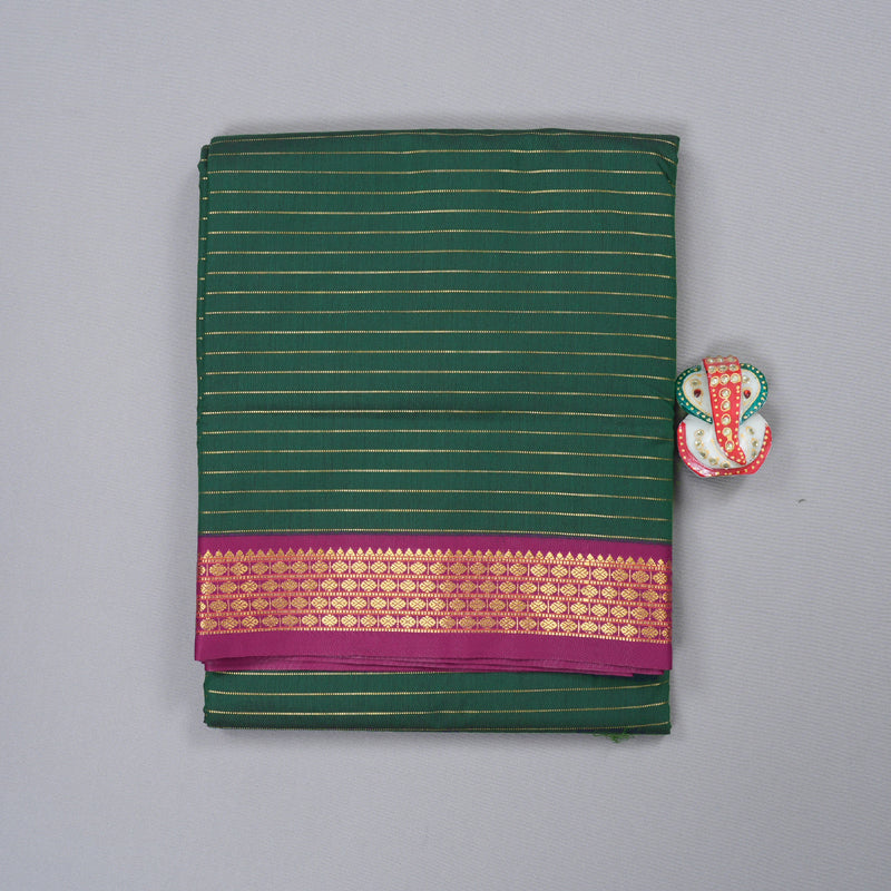 Hayagrivas Ten Yards Semi Silk Saree in Lush Bottle Green KBD1953B8-4