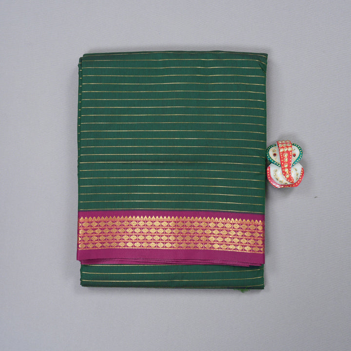 Hayagrivas Ten Yards Semi Silk Saree in Lush Bottle Green KBD1953B8-4