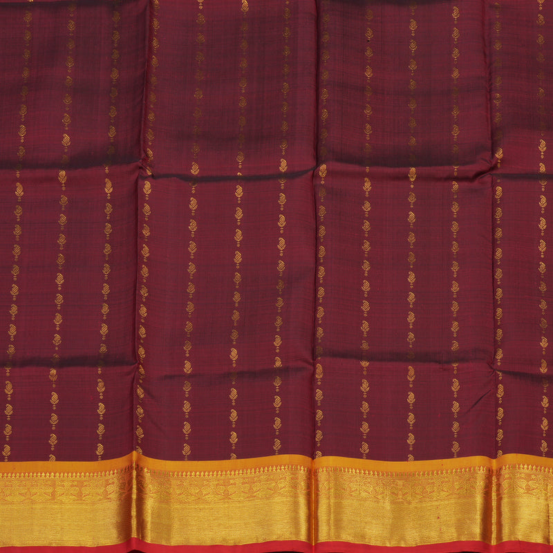 Hayagrivas Handloom Araku Maroon Kanjivaram Silk Pattu Pavadai with Golden Yellow Border KBD1955B1-1