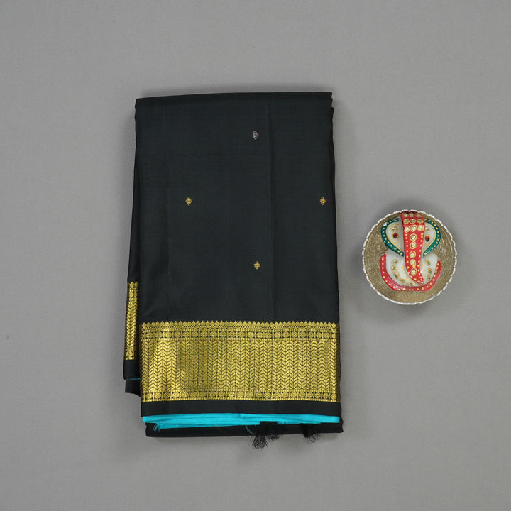 Hayagrivas Handloom classic Black Kanjivaram Silk Saree KBD1968B13-2