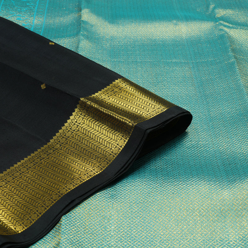 Hayagrivas Handloom classic Black Kanjivaram Silk Saree KBD1968B13-2