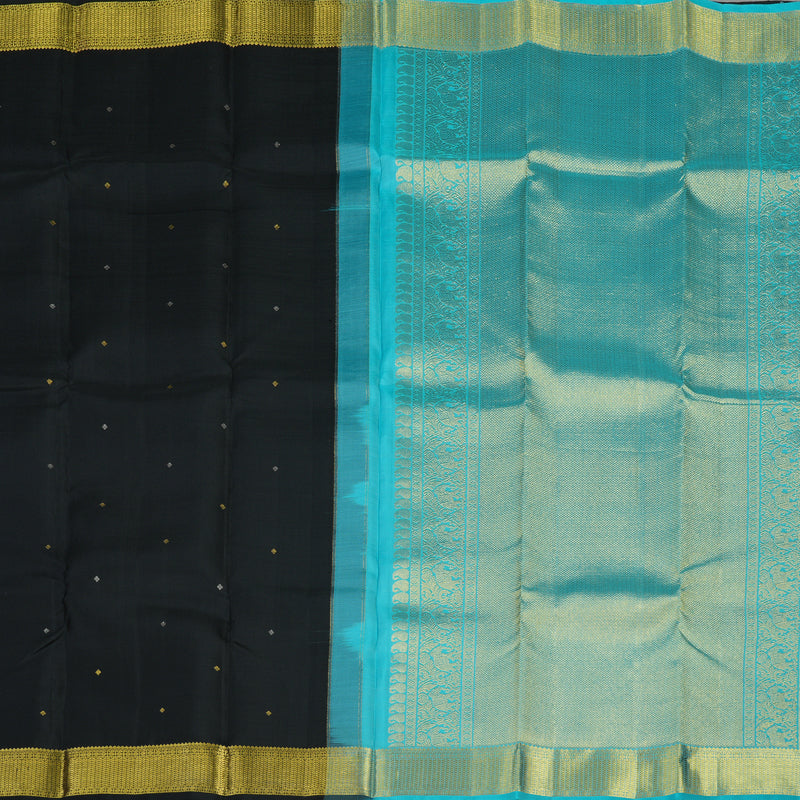 Hayagrivas Handloom classic Black Kanjivaram Silk Saree KBD1968B13-2