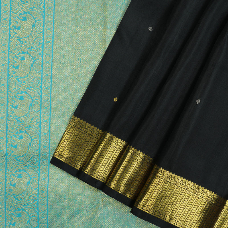 Hayagrivas Handloom classic Black Kanjivaram Silk Saree KBD1968B13-2
