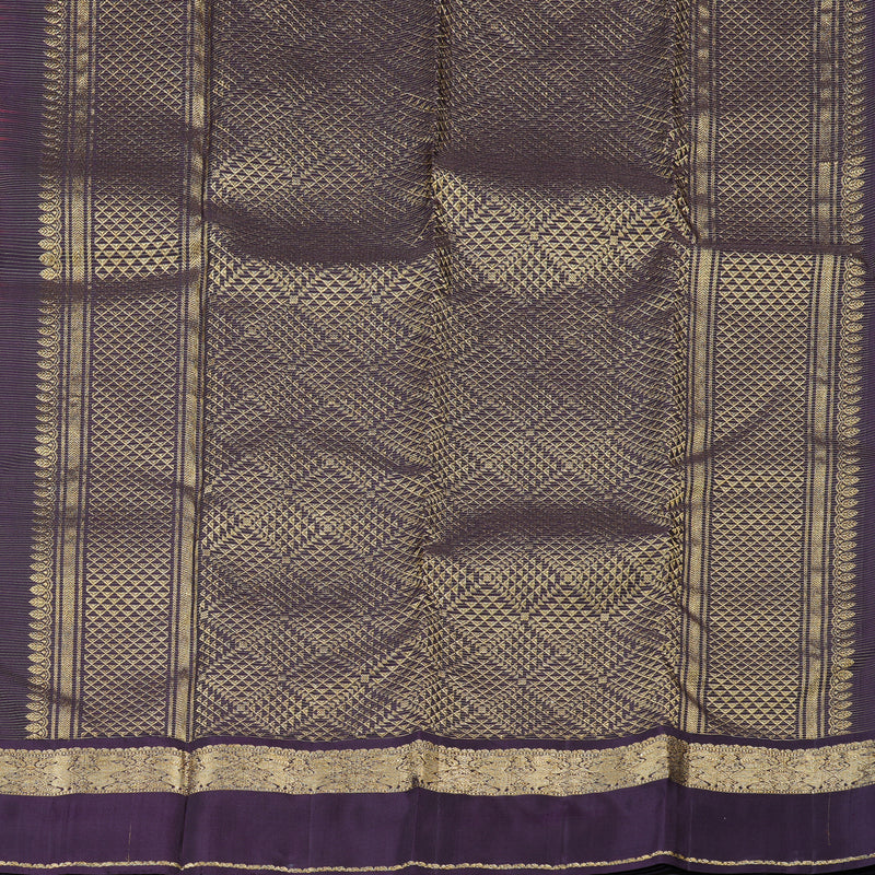 Hayagrivas Multi Colour Checks Handloom Kanjivaram Silk Saree with Plum Purple Border KBD1968B15-2