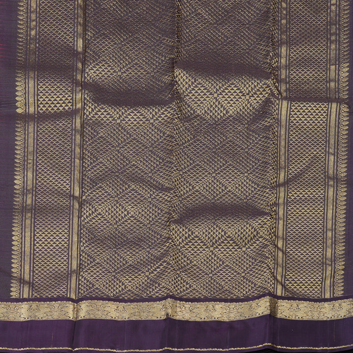 Hayagrivas Multi Colour Checks Handloom Kanjivaram Silk Saree with Plum Purple Border KBD1968B15-2