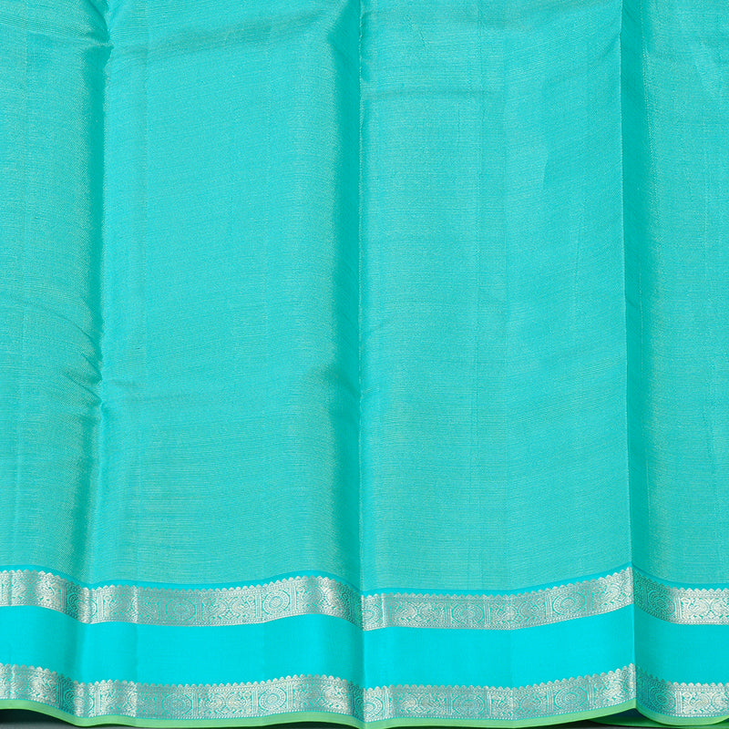 Hayagrivas Dark Purple Handloom Kanjivaram Silk Saree with Sea Blue Border KBD1968B4-1