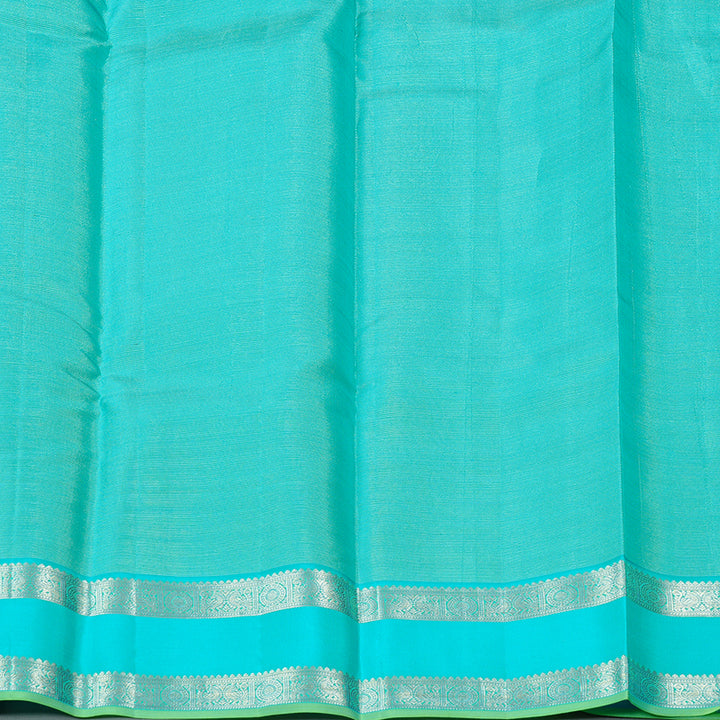 Hayagrivas Dark Purple Handloom Kanjivaram Silk Saree with Sea Blue Border KBD1968B4-1