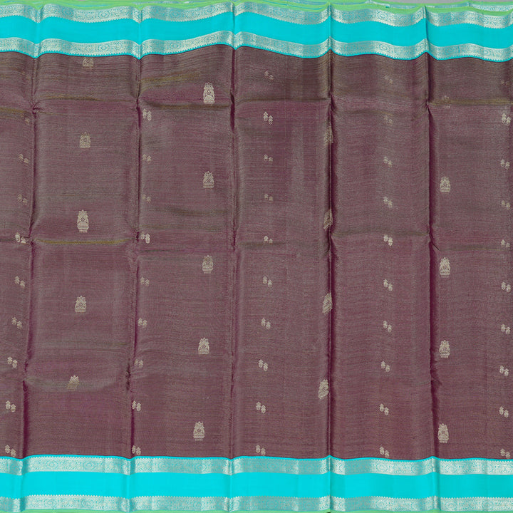 Hayagrivas Dark Purple Handloom Kanjivaram Silk Saree with Sea Blue Border KBD1968B4-1