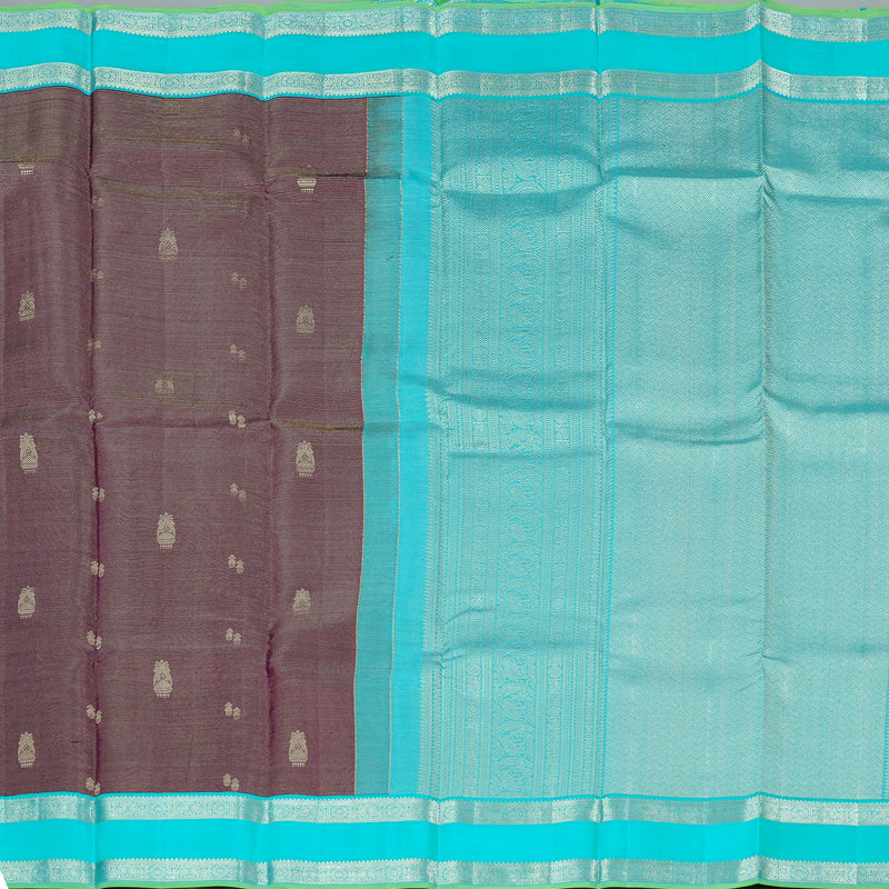Hayagrivas Dark Purple Handloom Kanjivaram Silk Saree with Sea Blue Border KBD1968B4-1