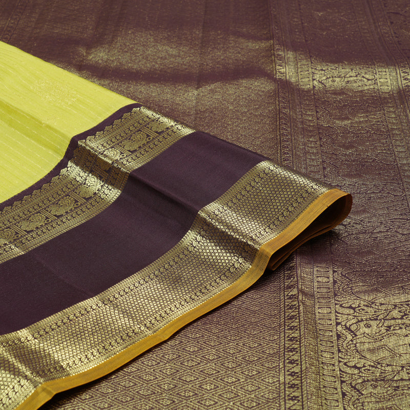 Hayagrivas Handloom Kanjivaram Silk Saree in Luminous Light Lemon Yellow KBD1968B7-2