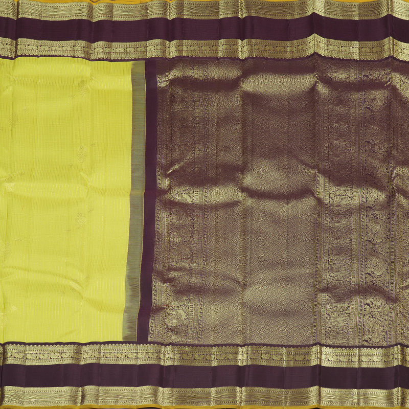 Hayagrivas Handloom Kanjivaram Silk Saree in Luminous Light Lemon Yellow KBD1968B7-2