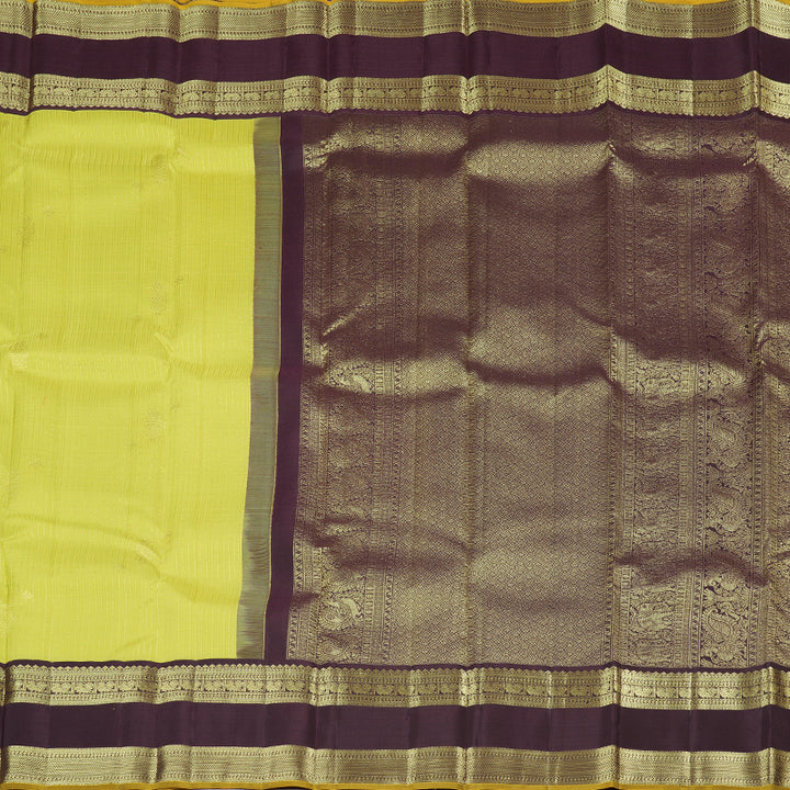 Hayagrivas Handloom Kanjivaram Silk Saree in Luminous Light Lemon Yellow KBD1968B7-2
