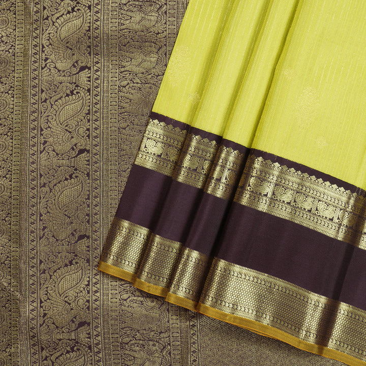 Hayagrivas Handloom Kanjivaram Silk Saree in Luminous Light Lemon Yellow KBD1968B7-2