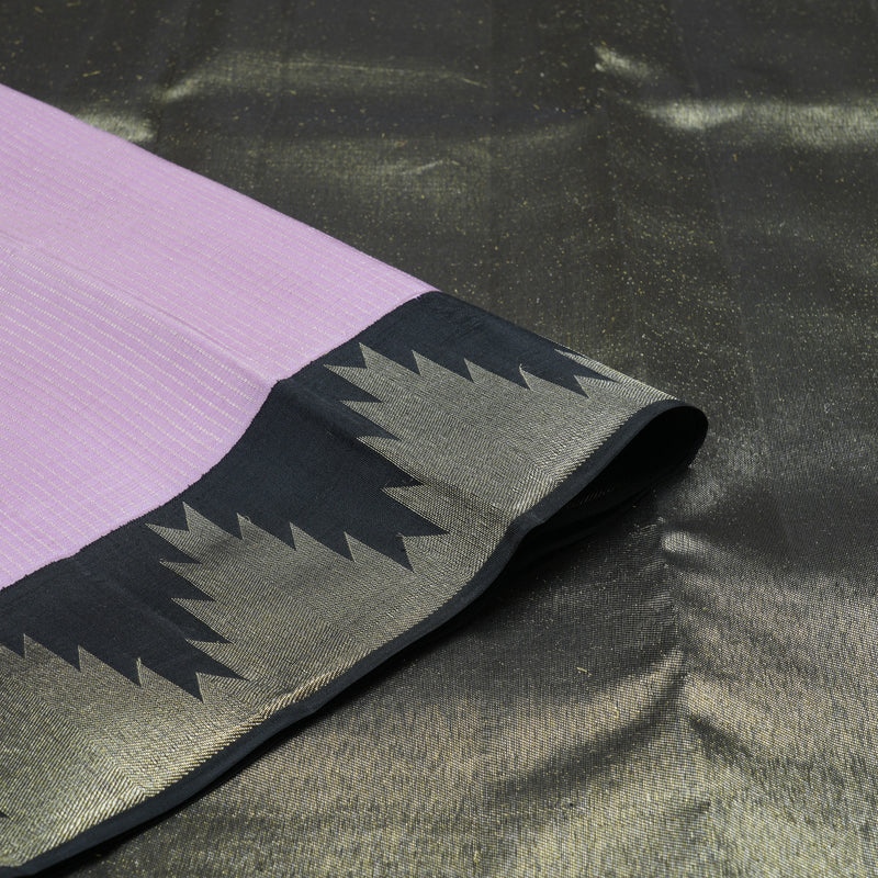 Hayagrivas Lavender Handloom Kanjivaram Silk Saree with Black Border KBD1968B8-2