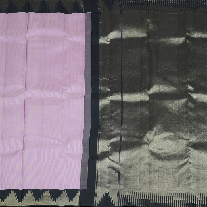 Hayagrivas Lavender Handloom Kanjivaram Silk Saree with Black Border KBD1968B8-2