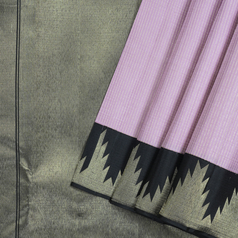 Hayagrivas Lavender Handloom Kanjivaram Silk Saree with Black Border KBD1968B8-2