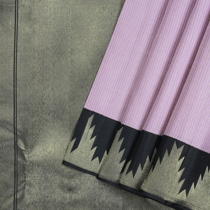 Hayagrivas Lavender Handloom Kanjivaram Silk Saree with Black Border KBD1968B8-2