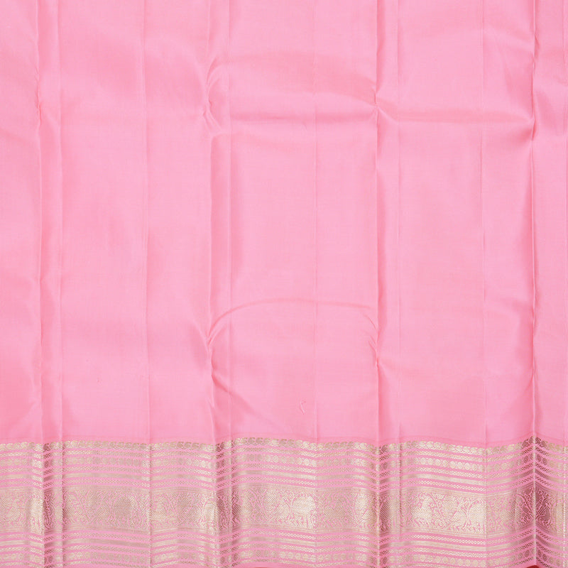 Hayagrivas Half White Handloom Kanjivaram Silk Saree with Baby Pink Border KBD1969B1-1