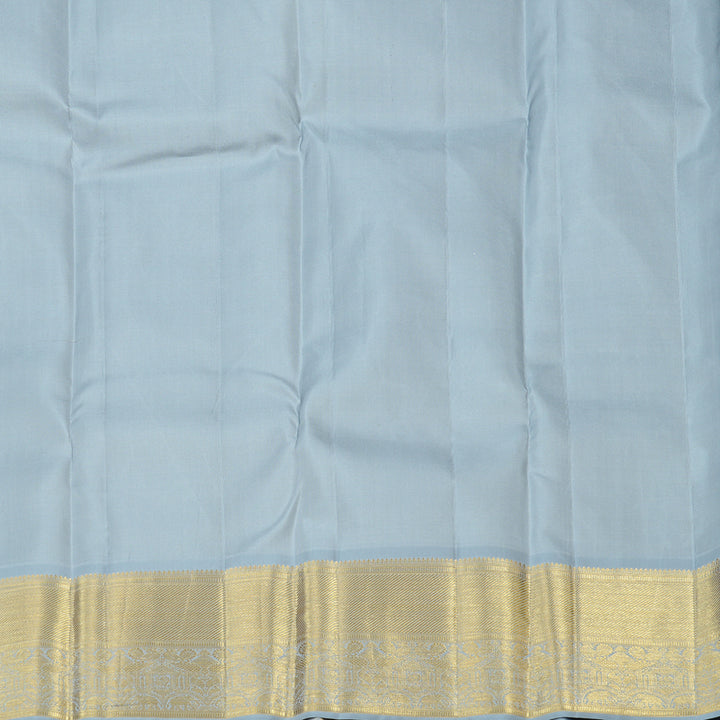 Hayagrivas Lemon Yellow Handloom Kanjivaram Silk Saree with Silver Grey Border KBD1969B2-1