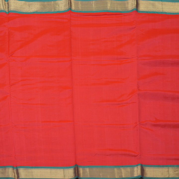 Hayagrivas Handloom Bright Pink Kanjivaram Ten Yards Silk Cotton Saree with Light Green Border KBD1971B1-1