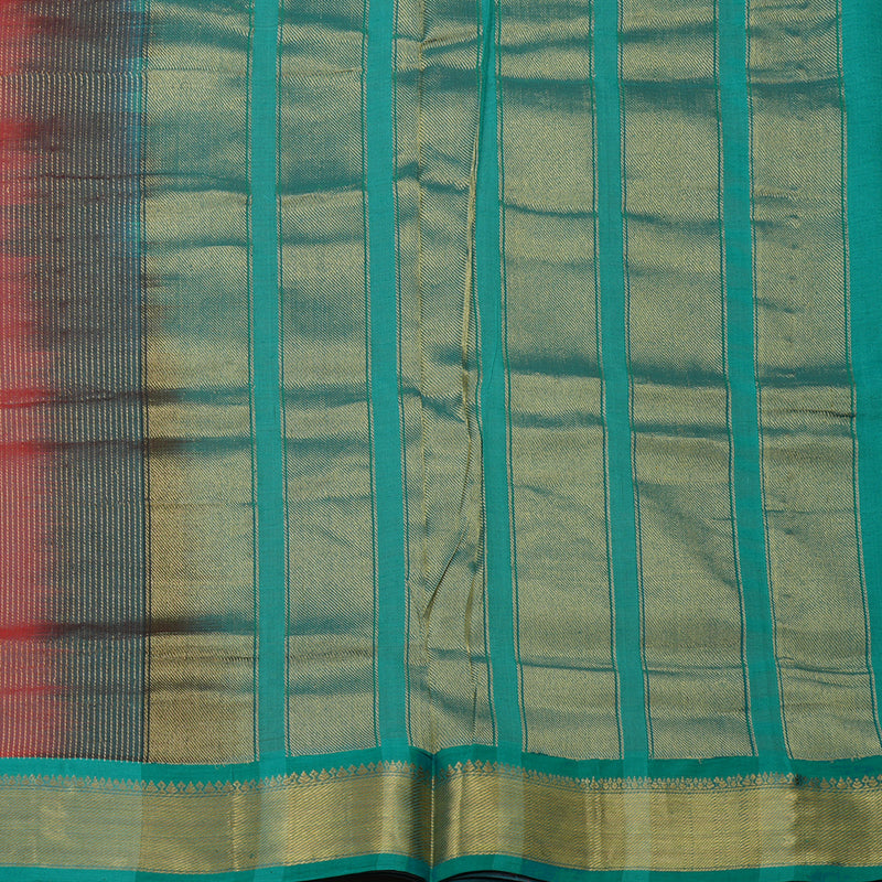 Hayagrivas Handloom Bright Pink Kanjivaram Ten Yards Silk Cotton Saree with Light Green Border KBD1971B1-1