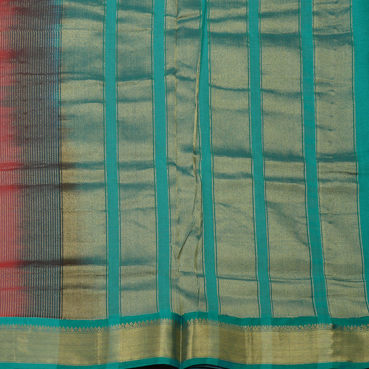 Hayagrivas Handloom Bright Pink Kanjivaram Ten Yards Silk Cotton Saree with Light Green Border KBD1971B1-1