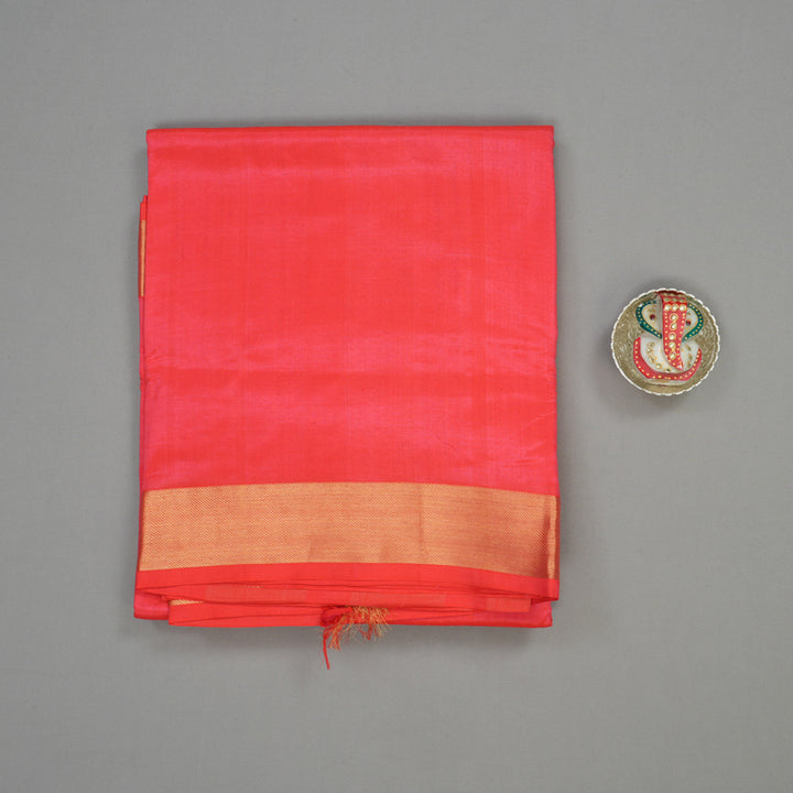 Hayagrivas Handloom Bright Pink Ten Yards Kanjivaram Silk Cotton Saree KBD1971B1-3