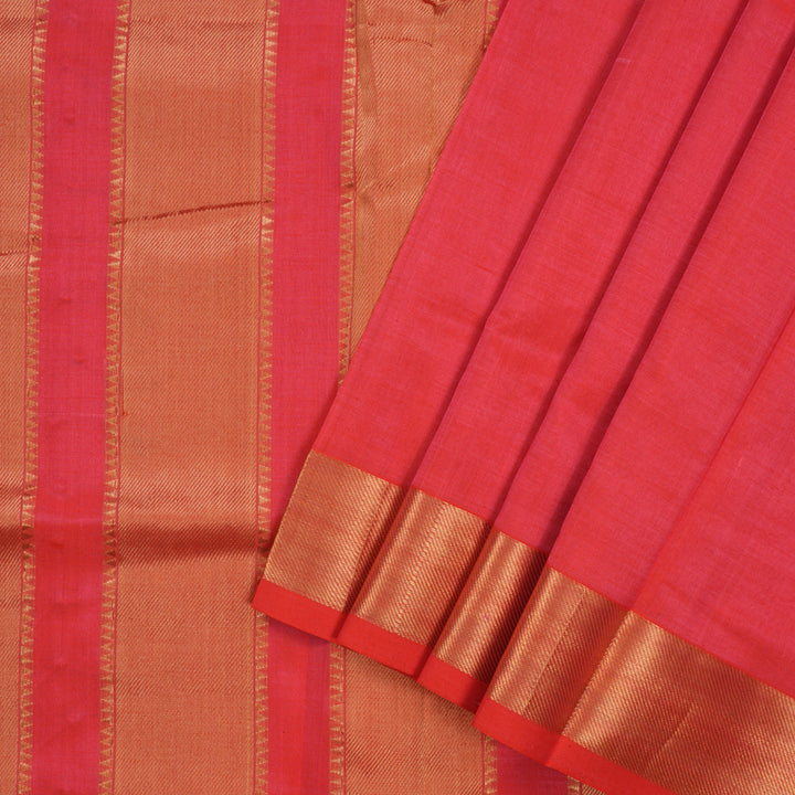 Hayagrivas Handloom Bright Pink Ten Yards Kanjivaram Silk Cotton Saree KBD1971B1-3
