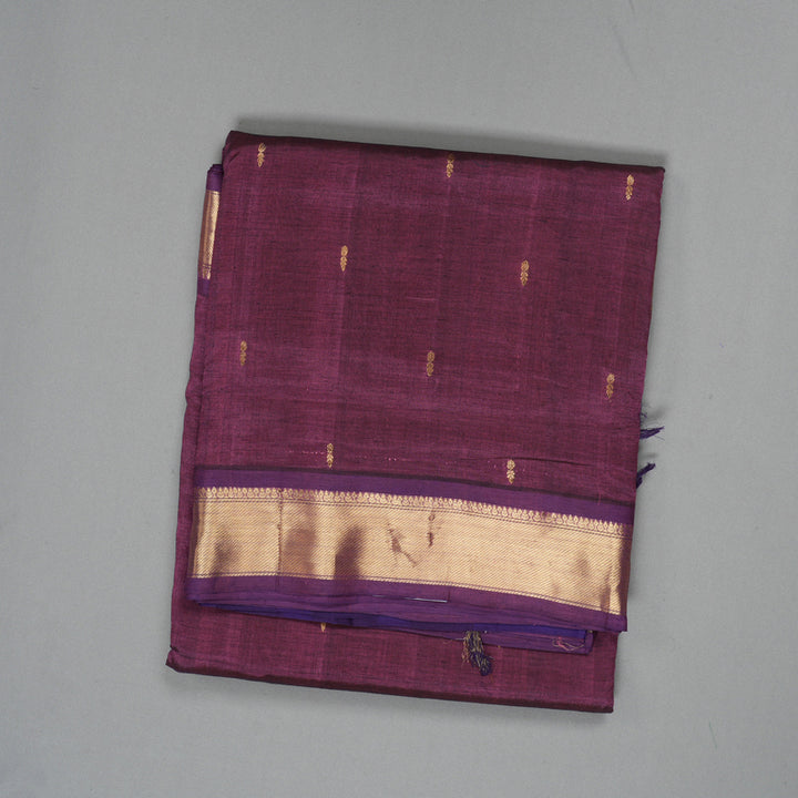 Hayagrivas Dark Mauve Ten Yards Pure Silk Cotton Saree KBD1971B2-4