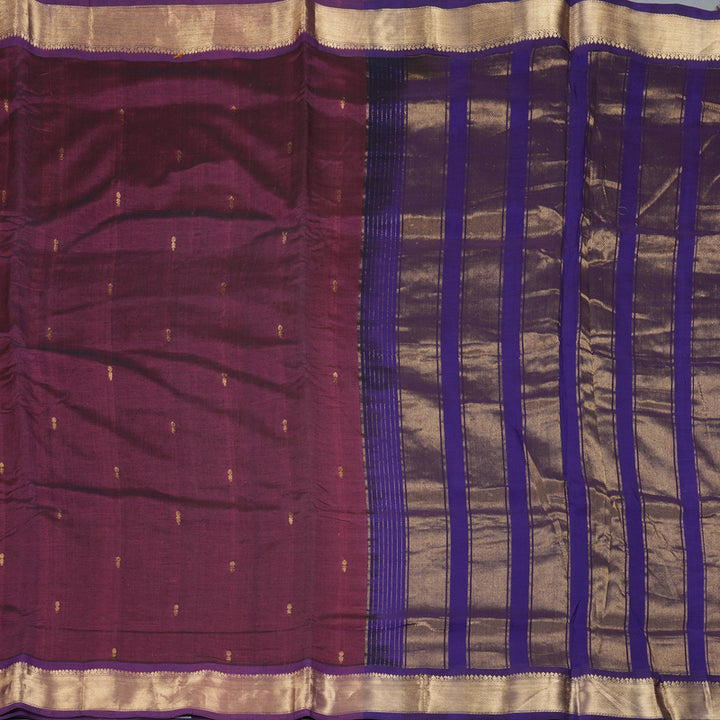Hayagrivas Dark Mauve Ten Yards Pure Silk Cotton Saree KBD1971B2-4