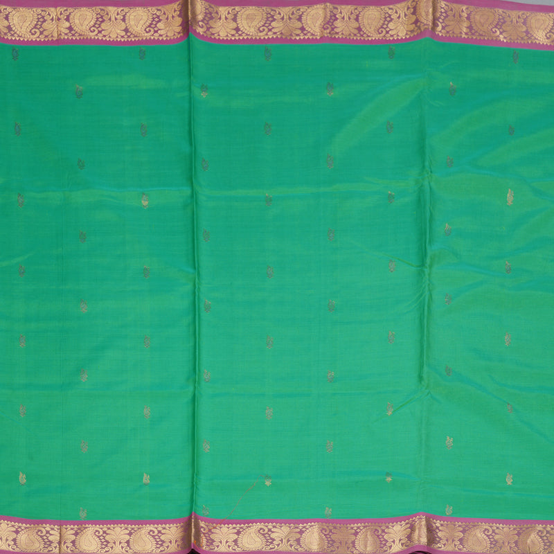 Hayagrivas Yellowish-Green Ten Yards Pure Silk Cotton Saree KBD1971B3-1